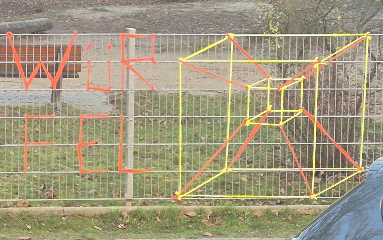 Abstrakte mathematische Titelgrafik aus Kurven und Rhomben